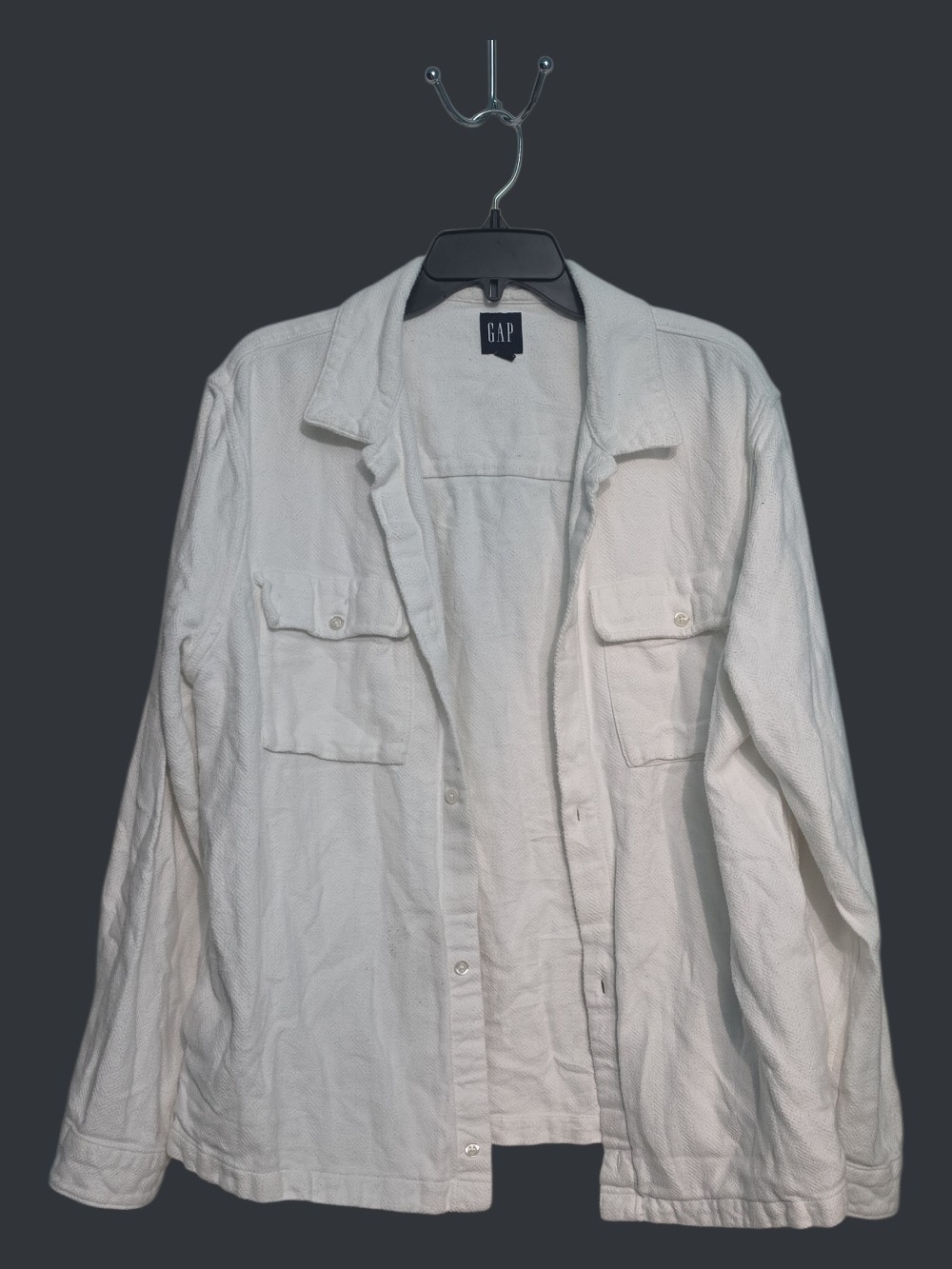 GAP Men's Off-White Lightweight Button Down Shirt Jacket